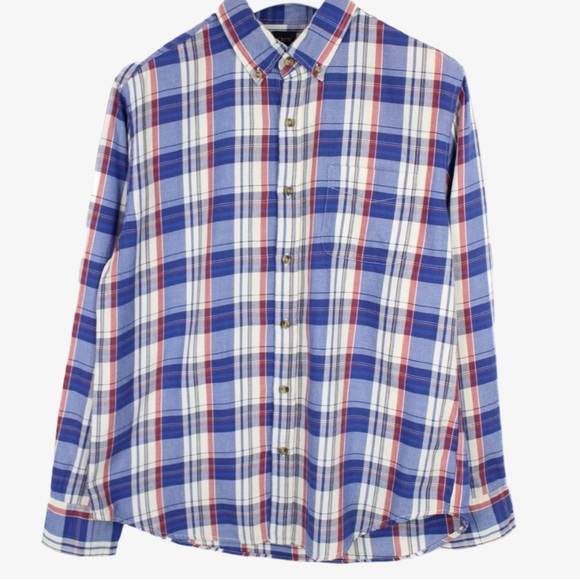 New Men’s J. Crew Super Soft Blue and Red Plaid Button Down Shirt Size XL - Picture 1 of 11